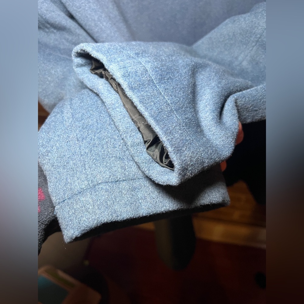L.L. Bean Vintage Women’s Petite Medium Blue Hooded Duffel Toggle Coat Wool Mix - Picture 5 of 5